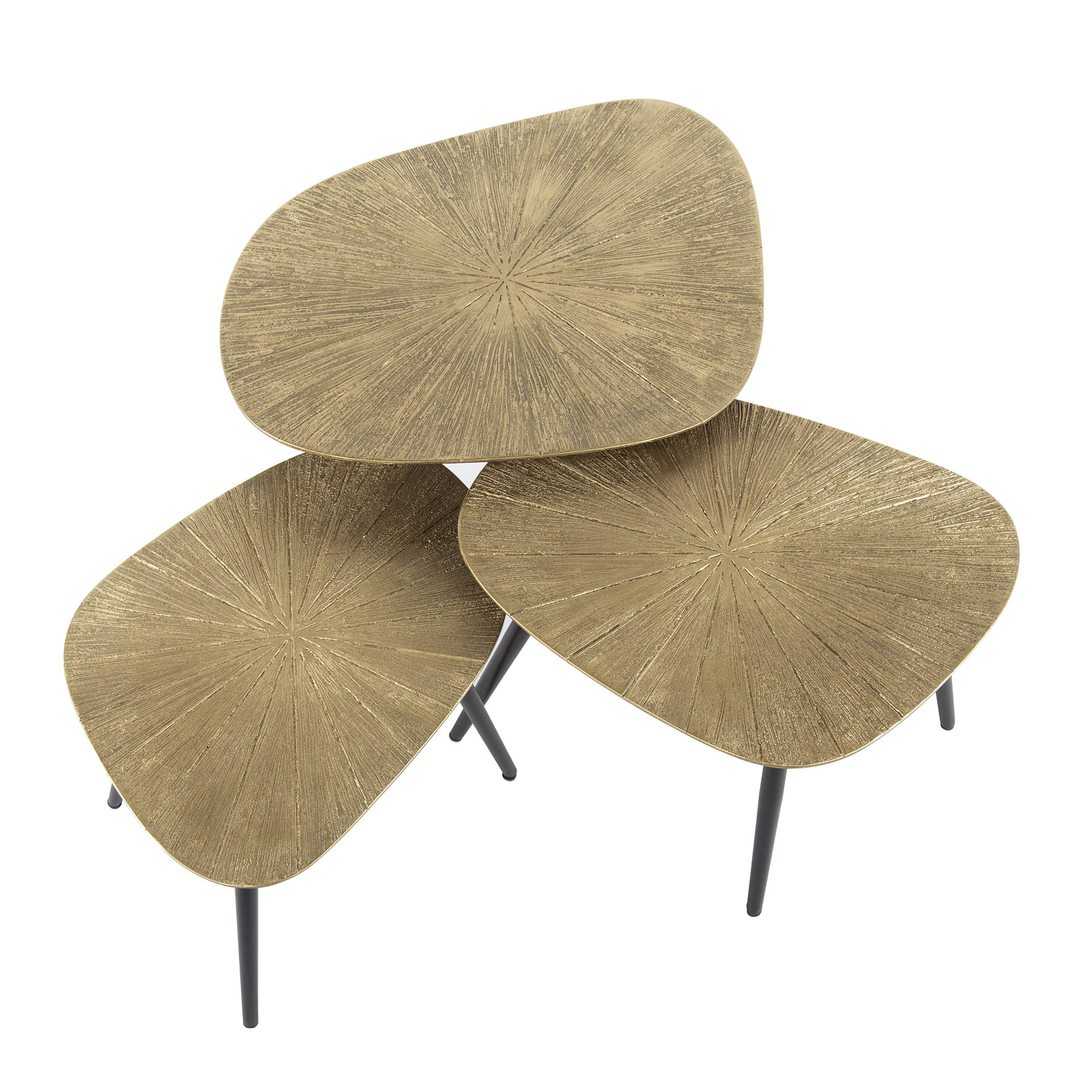 Tavolino Ray quadrangolare - Set di 3 - Oro antico