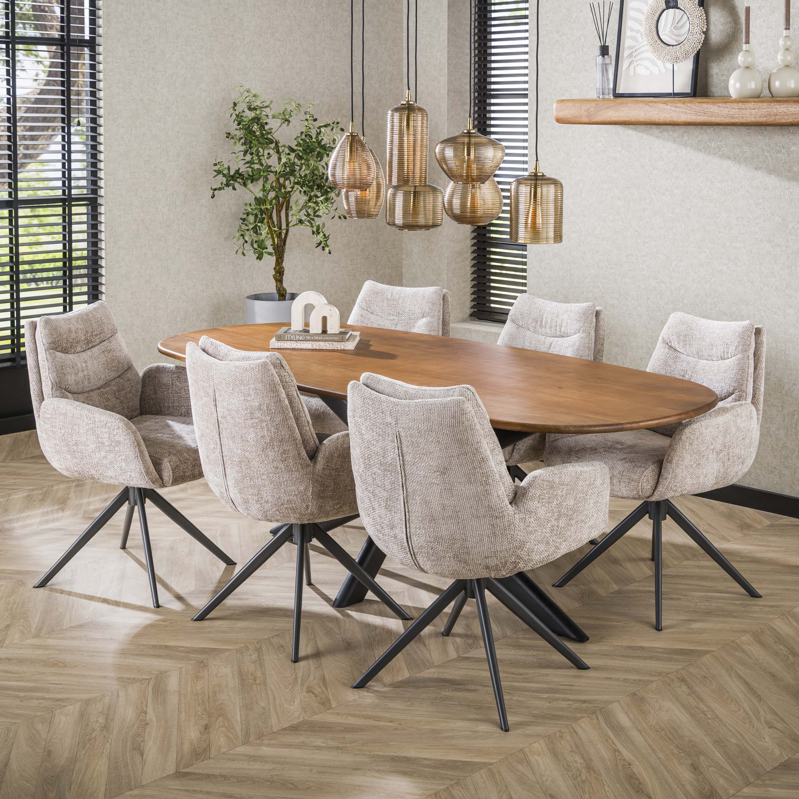 Poltrona Lounge girevole - set di 2 - Hoven sabbia