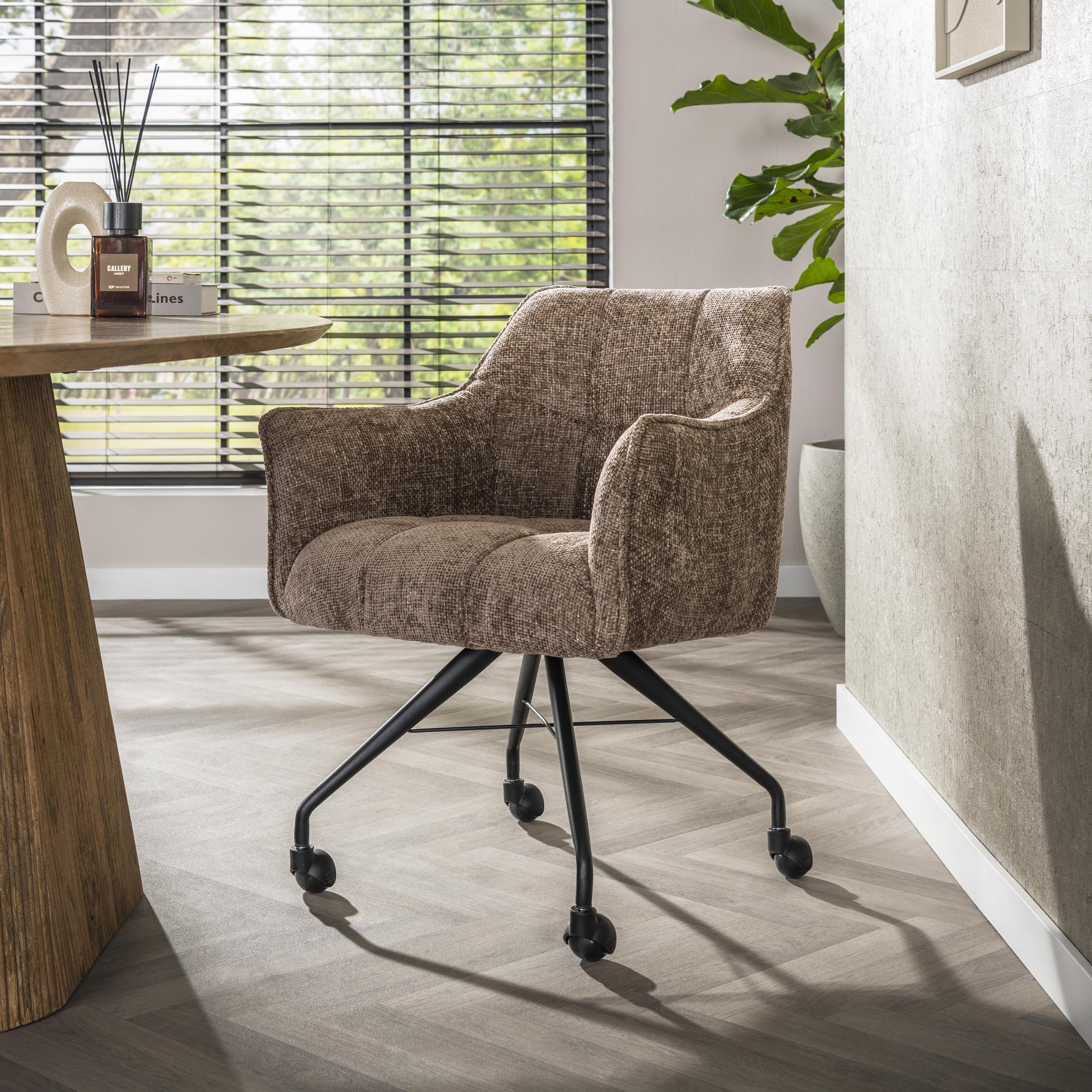 Poltrona con ruote Raster - confezione da 2 - Hoven champagne