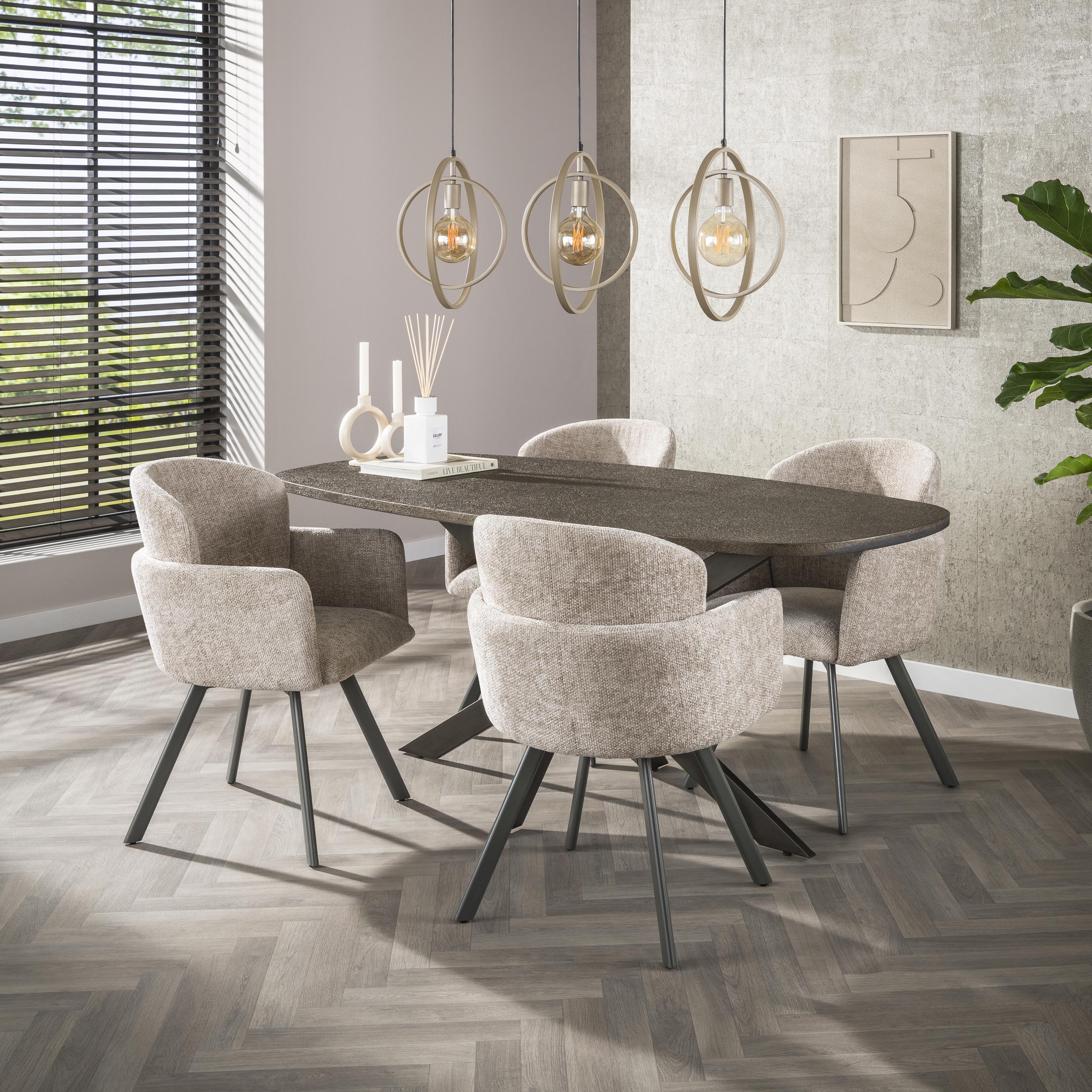 Tavolo da pranzo ovale danese Bronvik 180 cm - Metallo liquido bronzo