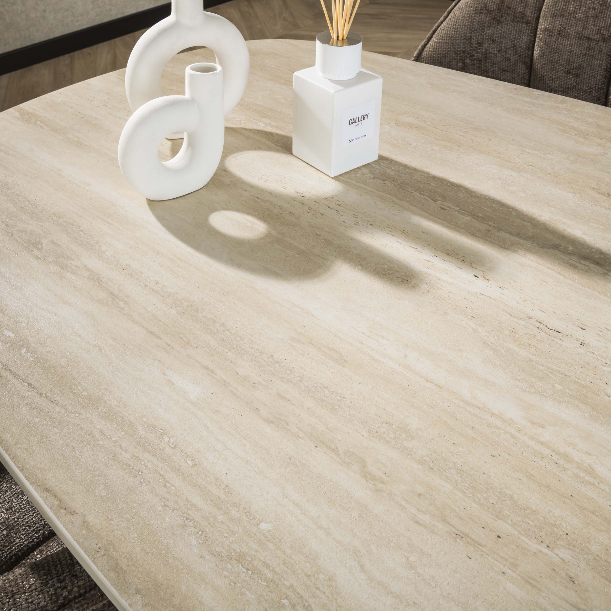 Tavolo da pranzo ovale Romano Cross 215 cm - Travertino in ceramica 3D