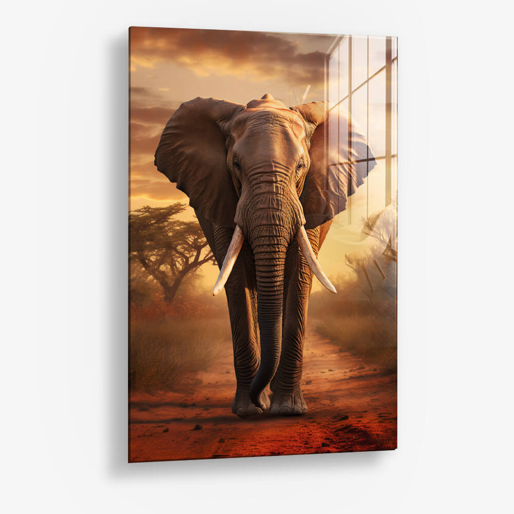 Elephant On The Road - Glass
