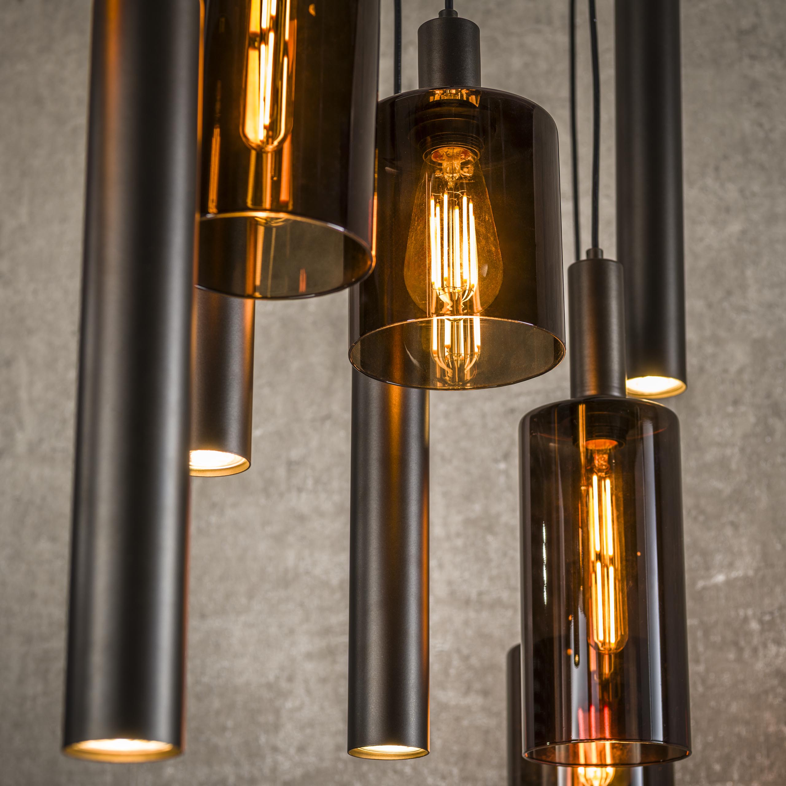 Hanging lamp Sepiora 5+4 lights - Sienna brown