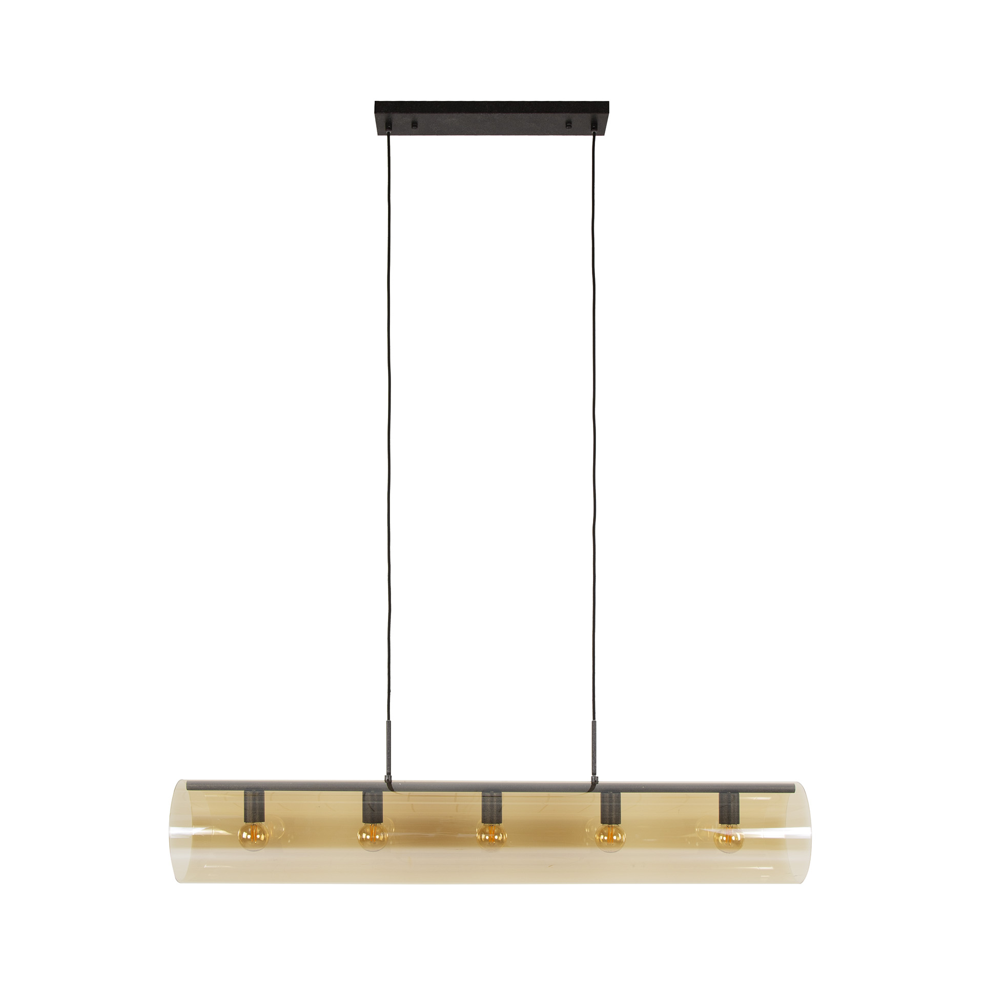 Lampada a sospensione tubo 5L vetro ambrato / nero artico
