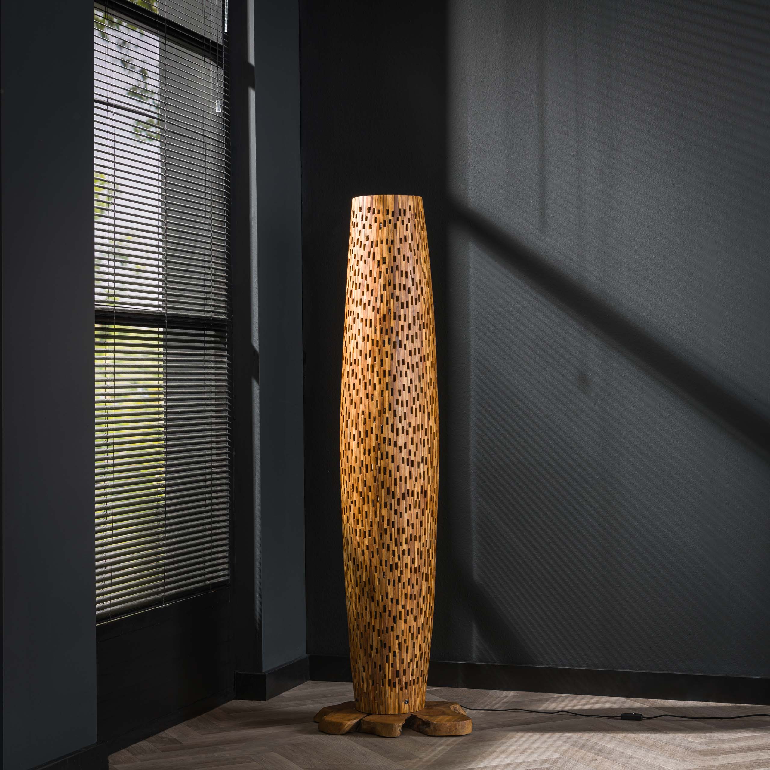 Lampada da terra M barre / Legno massello di teak riciclato