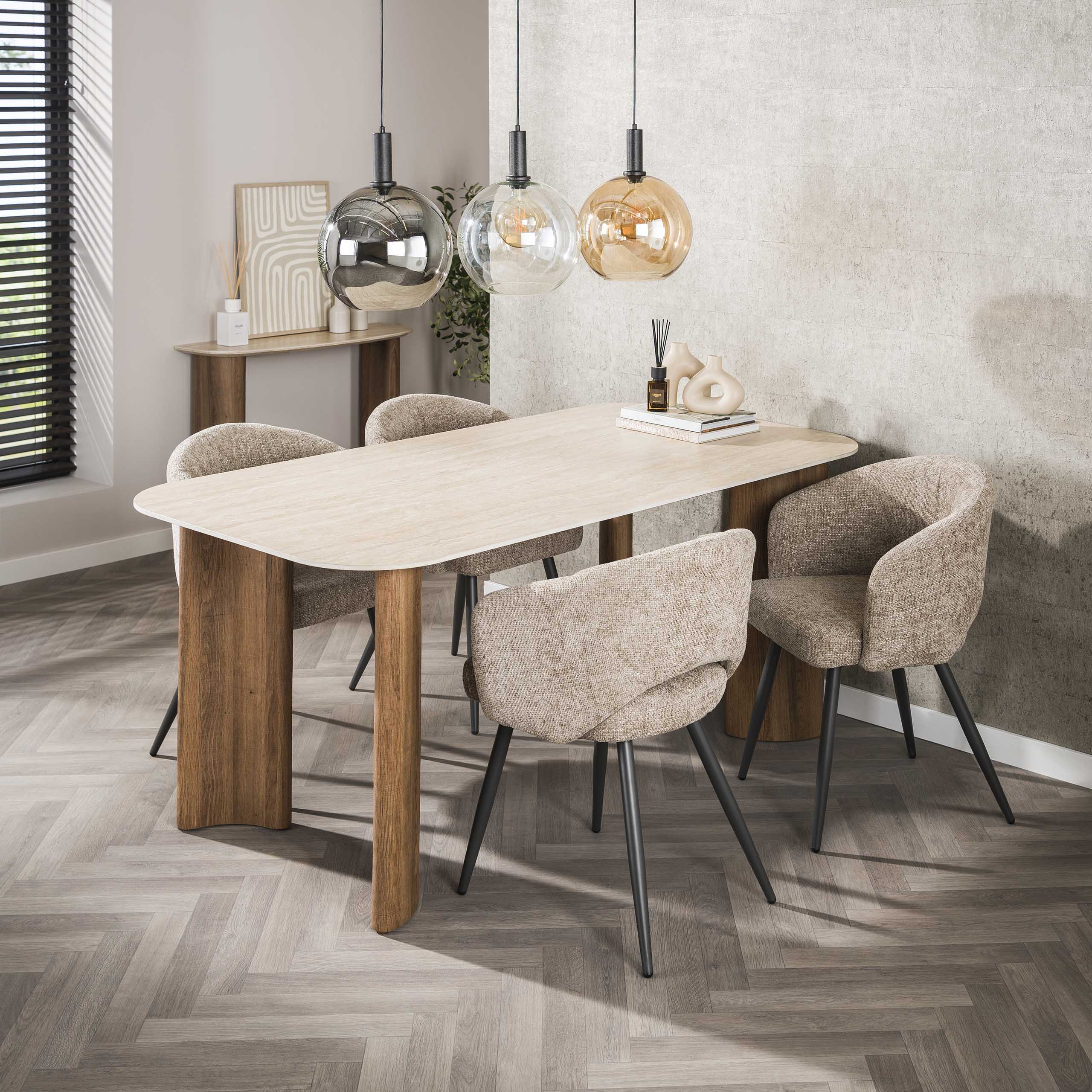 Tavolo da pranzo Romano Curvo 180 cm - Ceramica travertino