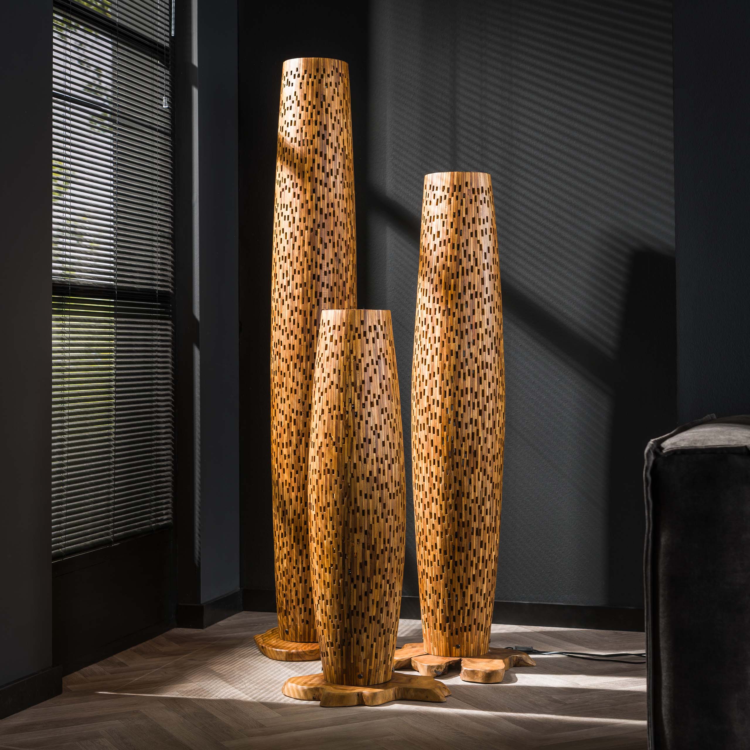Lampada da terra M barre / Legno massello di teak riciclato