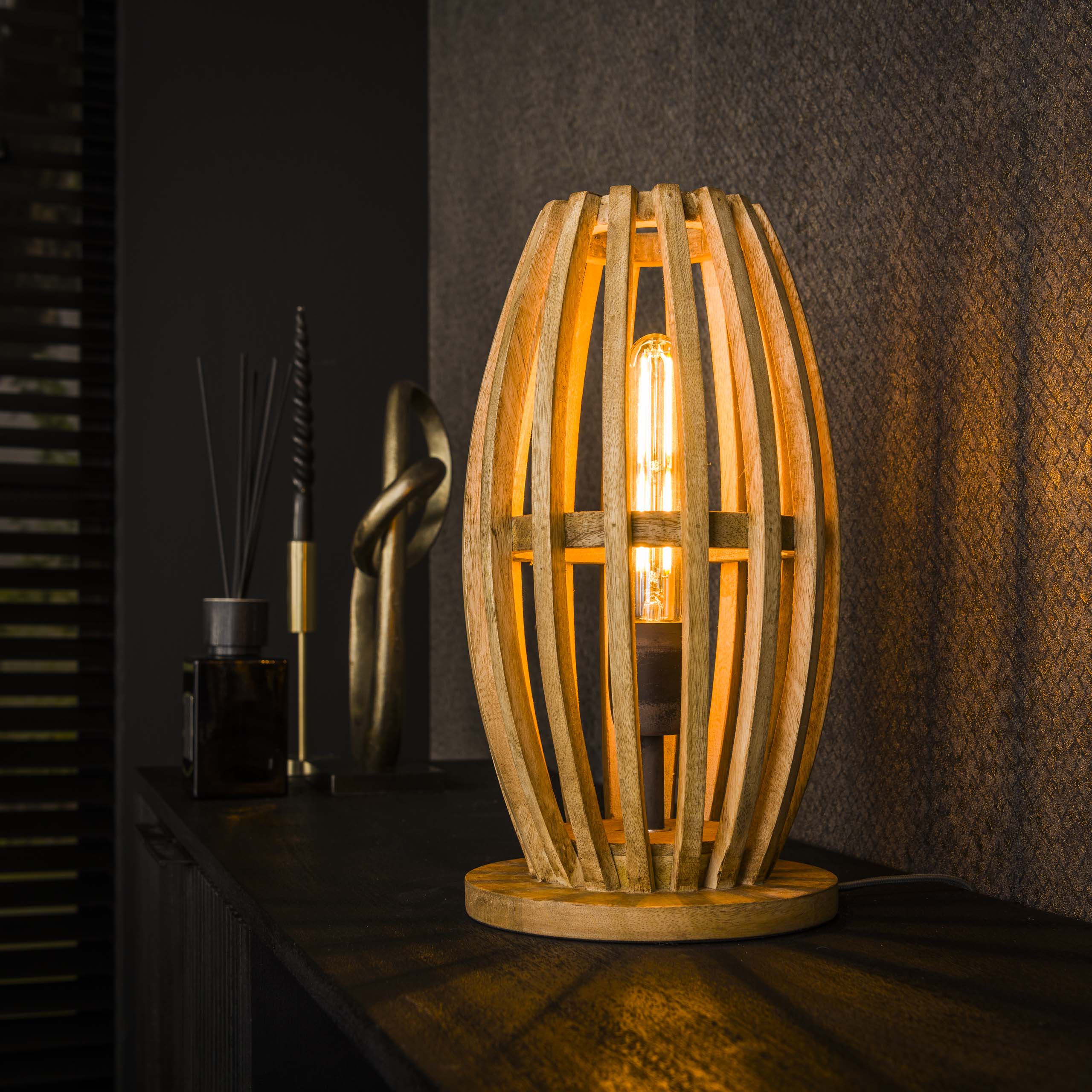 Table lamp 1L orbit / Solid mango natural