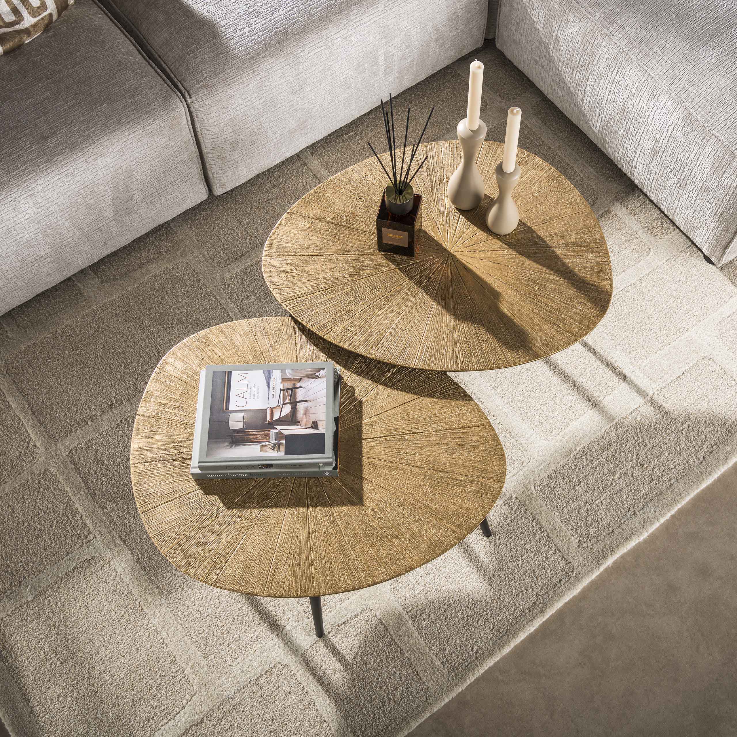 Tavolino Ray Organic - Set di 2 - Oro antico