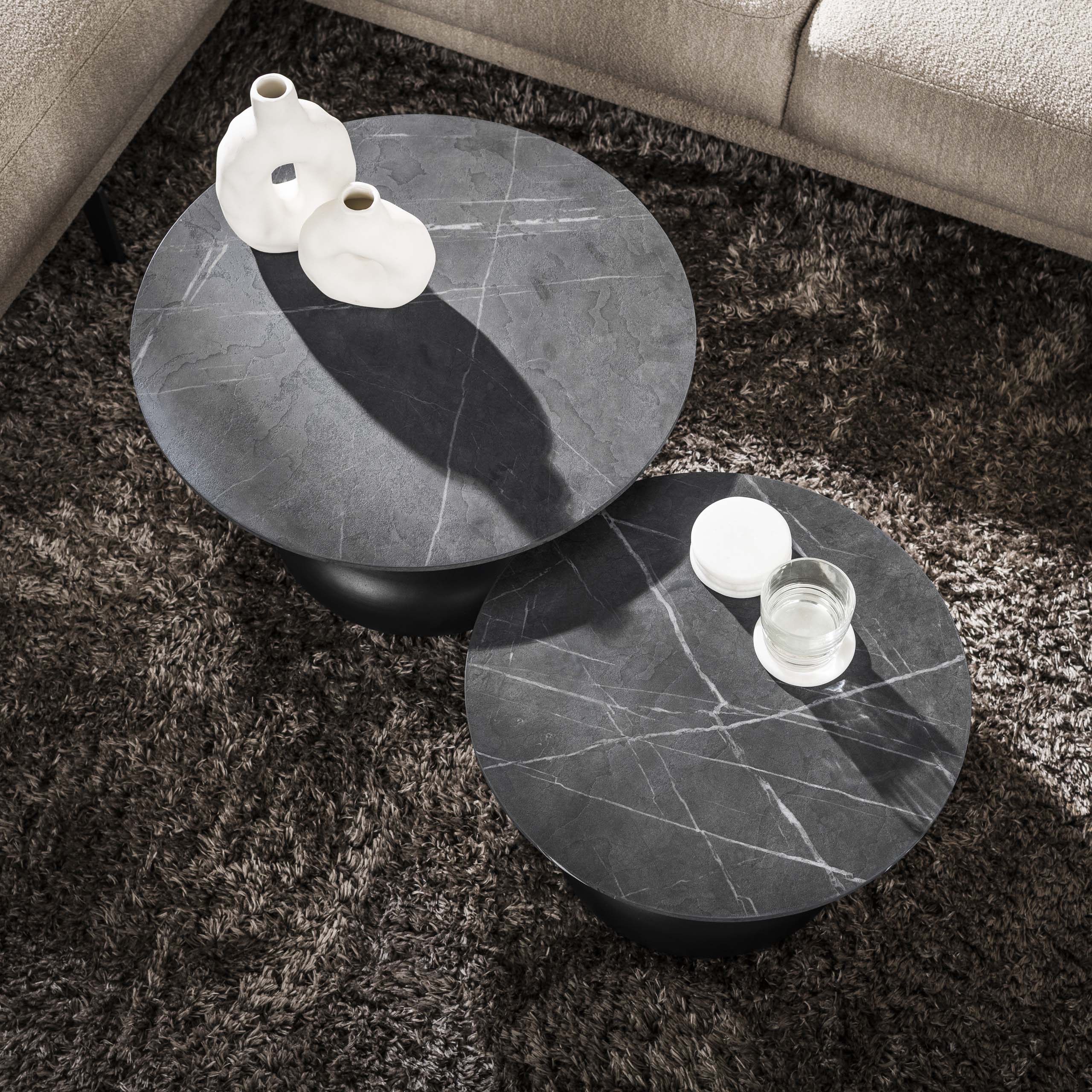 Set tavolino da caffè/2 forme a goccia/3D marrone nero