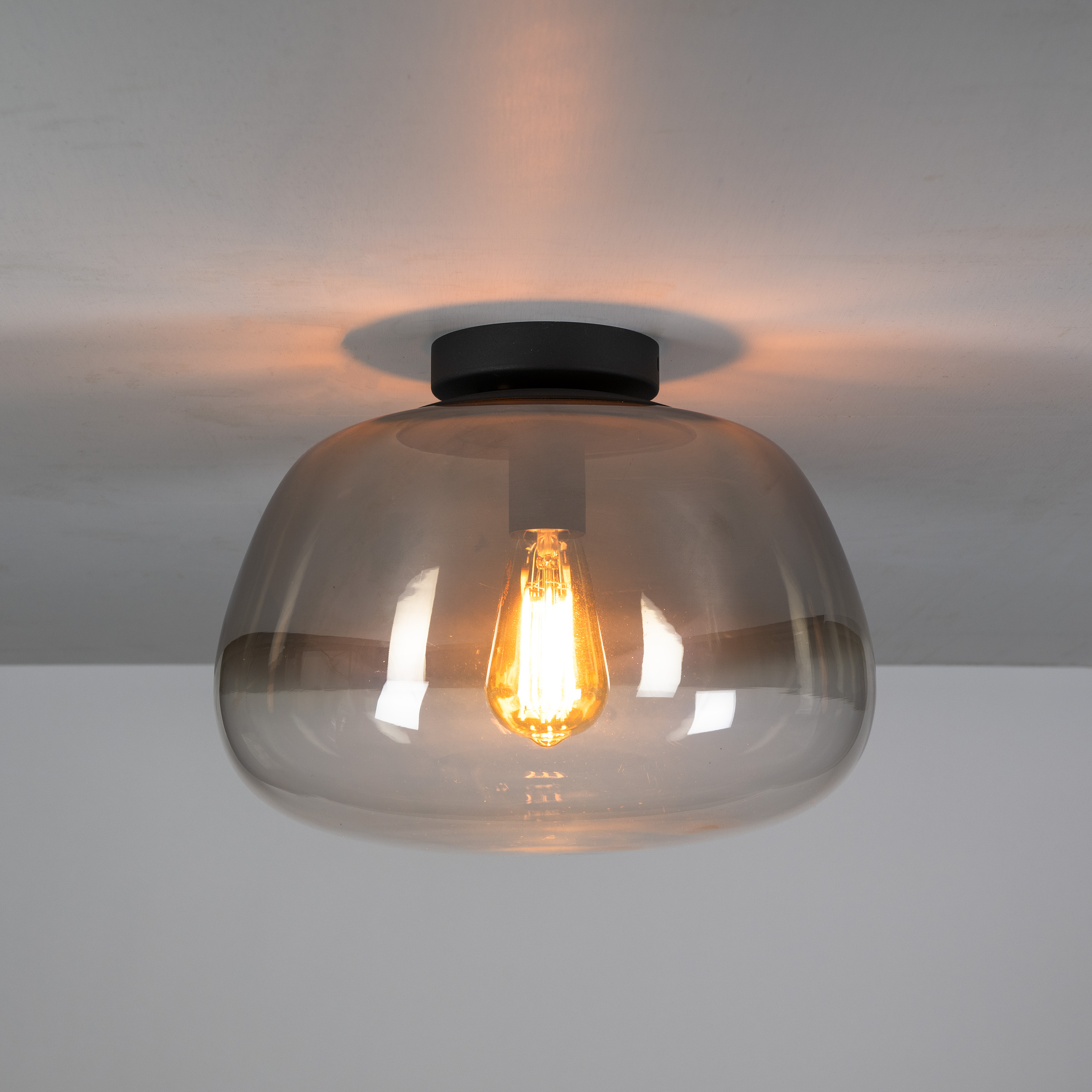 Lampada da soffitto Pulse Shaded a 1 luce - Vetro grigio fumè
