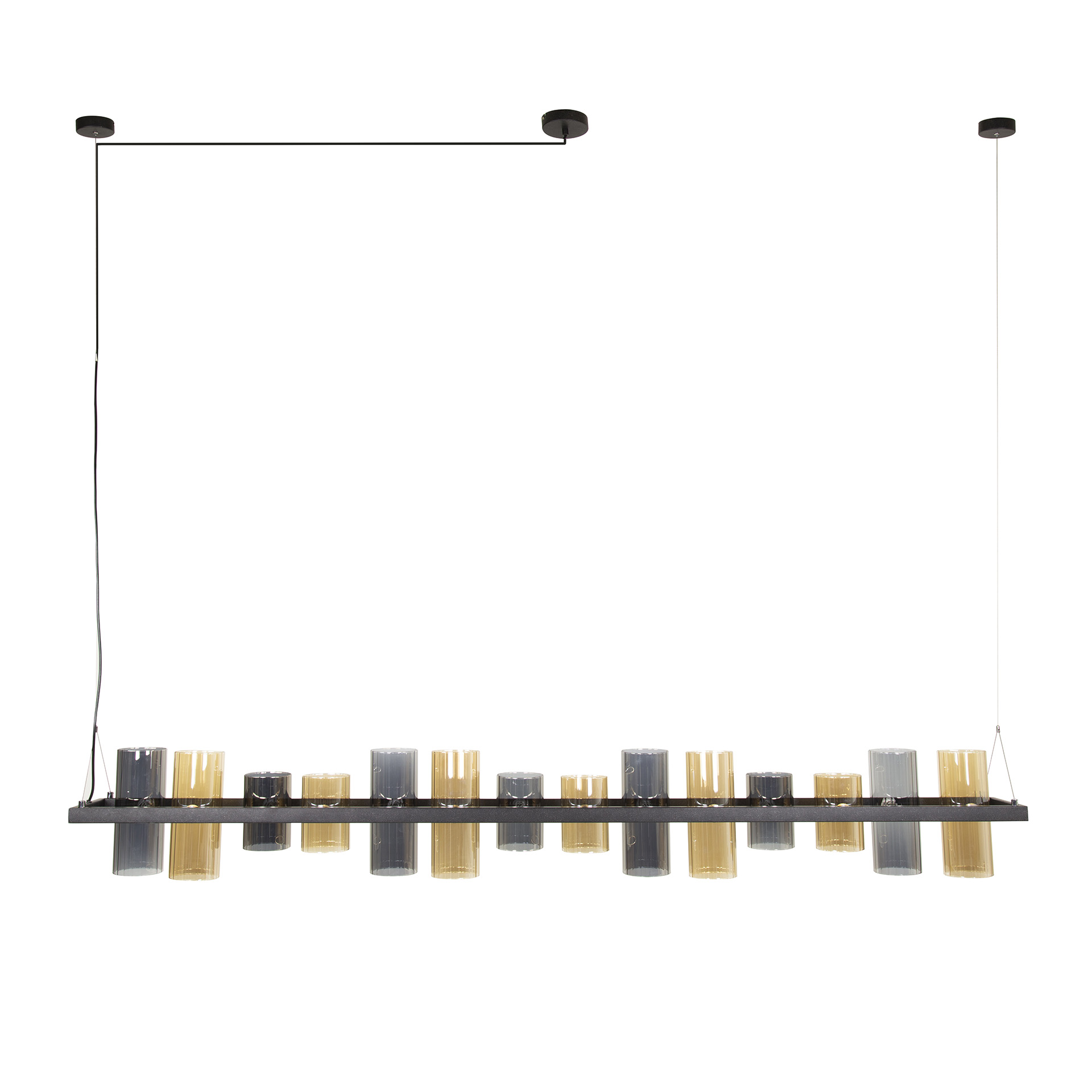 Hanging lamp 14L cylinder mixed glass (G9) / Artic black