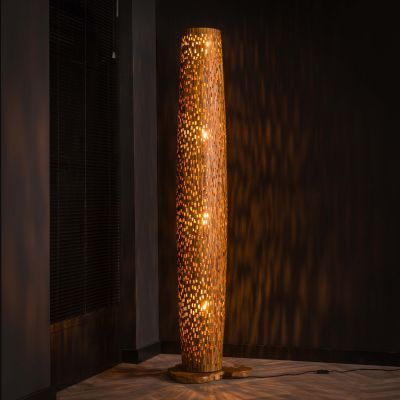Lampada da terra Barre a L / Legno massello di teak riciclato