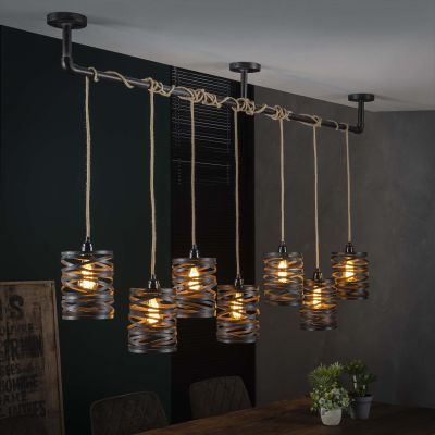 Lampada a sospensione 7L twist wrap XL / Grigio ardesia