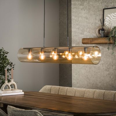 Lampada a sospensione tubo 5L vetro ambrato / nero artico