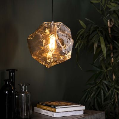 Lampada a sospensione 1L roccia cromata / Vetro cromato