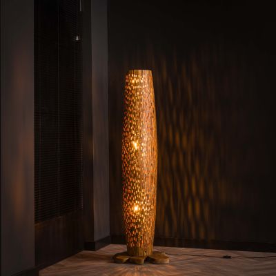 Lampada da terra M barre / Legno massello di teak riciclato