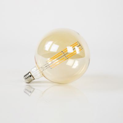 Sorgente luminosa LED [G150] sfera con filamento Ø15 / Vetro ambrato