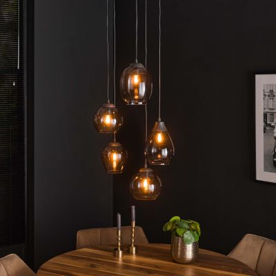 Lampada a sospensione mix a gradini 5L / Vetro cromato