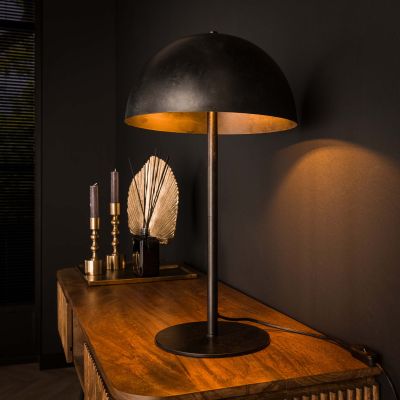 Lampada da tavolo 2L scudo metallo / Carbone