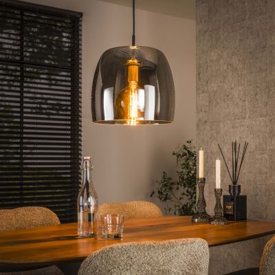 Lampada a sospensione 1L vetro drift / vetro grigio fumo