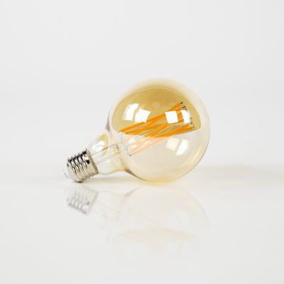 Sorgente luminosa LED [G95] lampadina a filamento Ø9,5 - E27 6W dimmerabile / Vetro ambrato