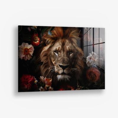 Lion in Flowers – Vetro