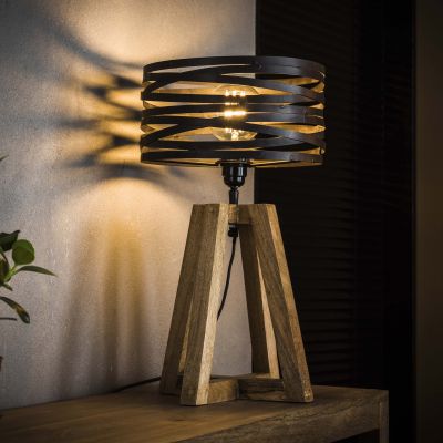 Lampada da tavolo twist struttura a croce in legno / Grigio ardesia